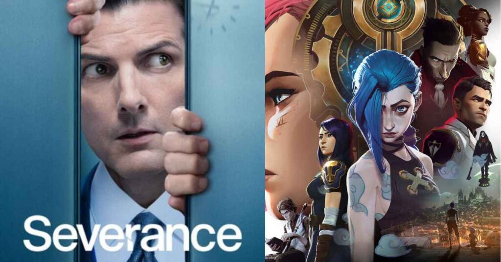 Two image of show Arcane and Severance 