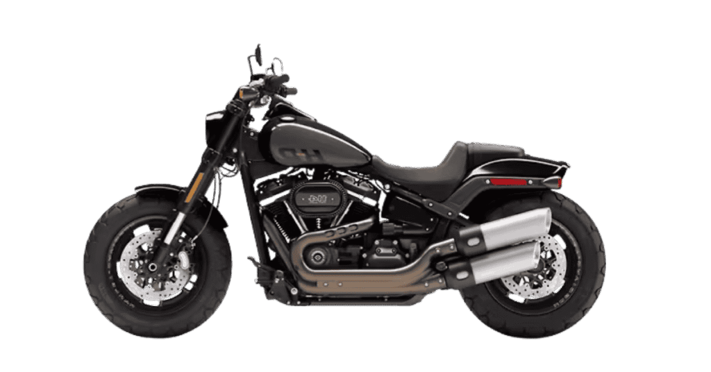 Harley Davidson Fat Bob 114 2025 side view on open road