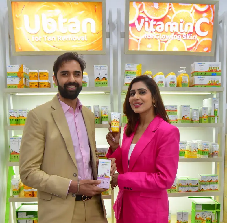 Ghazal Alagh promoting her products with someone