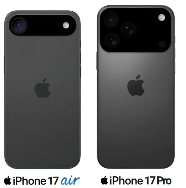 Comparison render of iPhone 17 and iPhone 17 Pro showing dual-tone design.