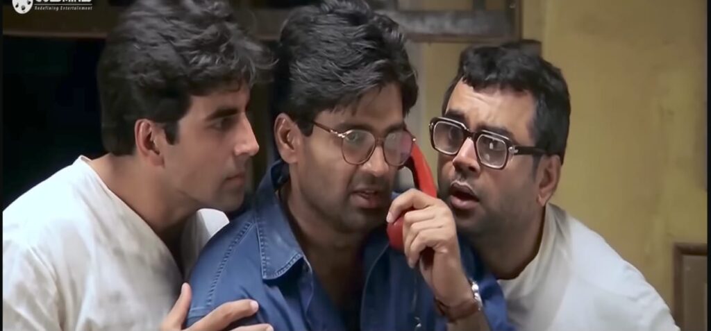 Hera pheri 1 babu bhaiya ,raju and shayam were talking on phone