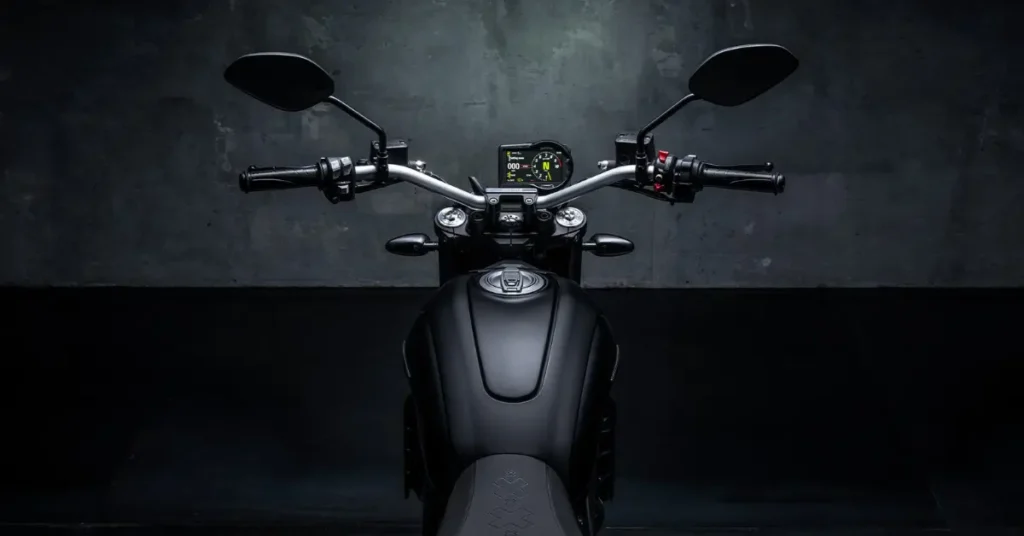 Ducati Scrambler Icon  showing upper view of digital meter and petrol tank