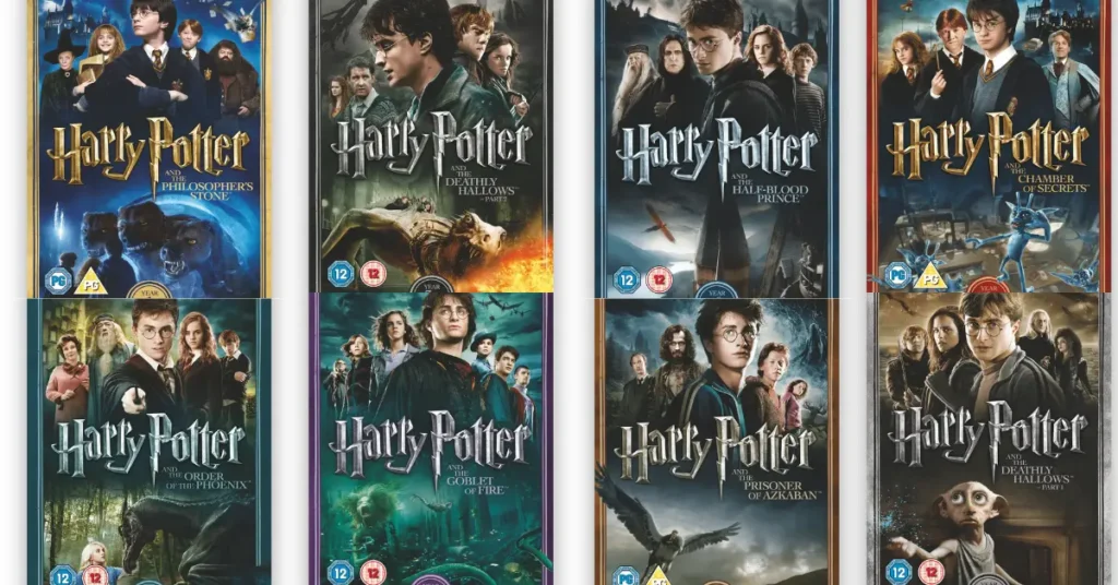 this poster is collage of multiple Harry Potter movie series 