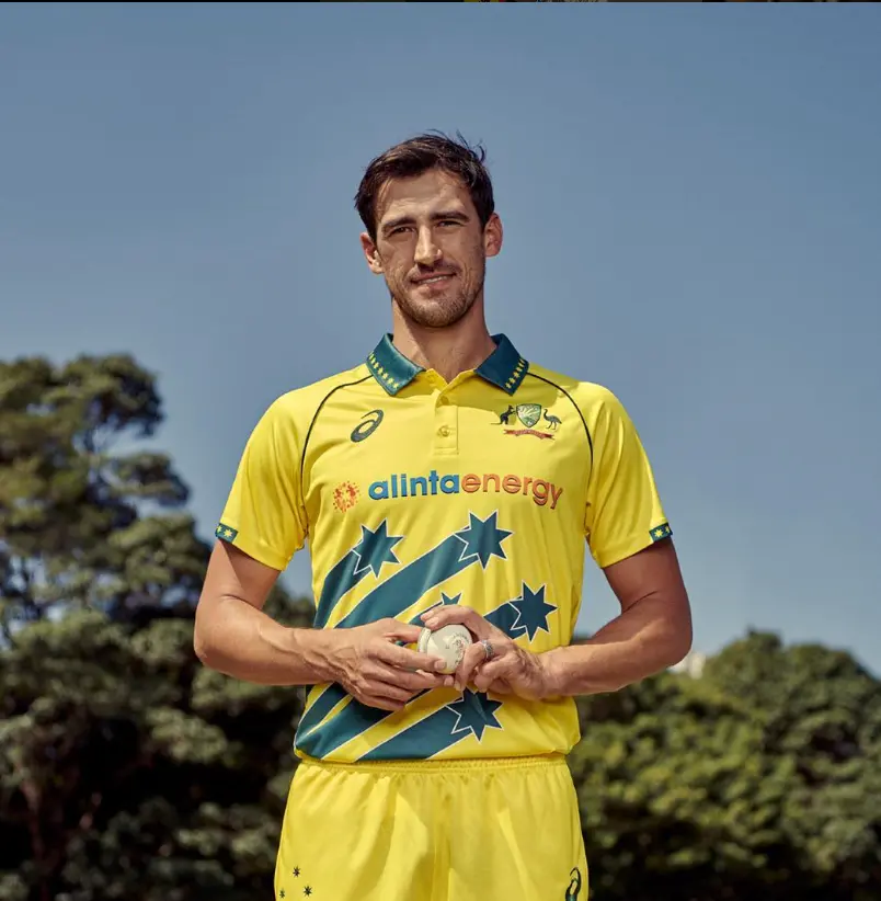 Mitchell Starc T20 Retirement and his holding ball in hand and in yellow jersey