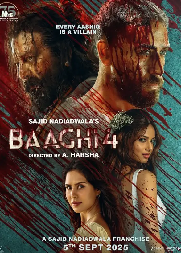 Baaghi 4  tiger Shrof and Sanjay Dutt are standing in the poster and other star casts and everything look blood sheded 