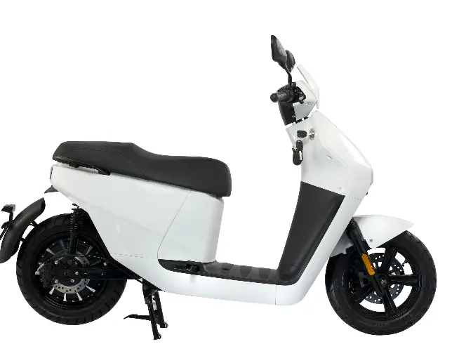 Side View):
Side view of JH EV Alfa K1 electric scooter in white – affordable EV with 72V 30Ah lithium battery and modern design