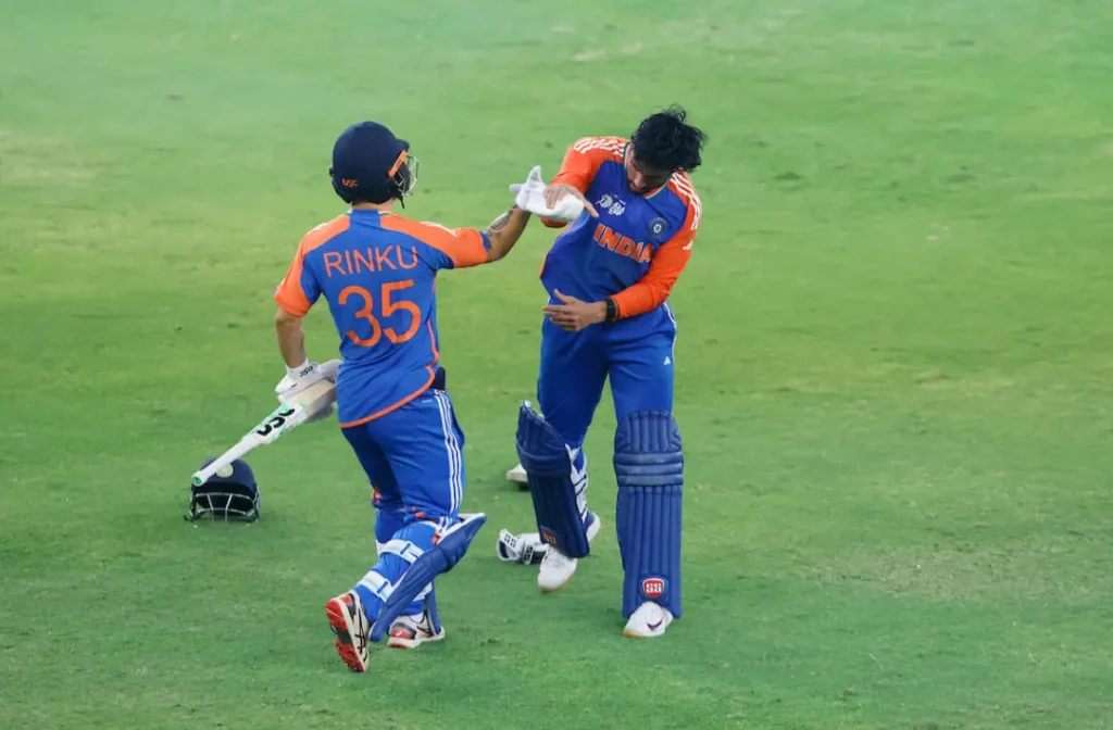Rinku Singh and Tilak Verma Celebrating after winning the India Vs Pakistan Final match